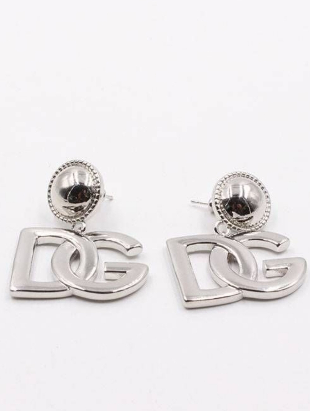 Silver DG Logo Stud Earrings
